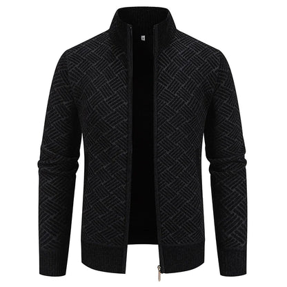 Men's Winter Jacket Thick Warm Casual Fleeced Windbreaker Knitting Jackets Autumn Spring Cardigan Coat Stand Collar