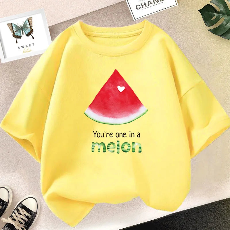 Kids T Shirt Cute Lemon Fruit Cartoon Bike Printed Tops Tee Short Sleeve Graphic Summer Fashion Boy Girl Clothing Unisex T-shirt