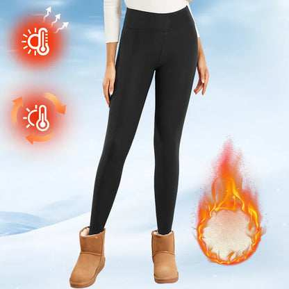 Winter Thermal Fleece Tommy Control Women Leggings Thick Flared Pants High-Waisted