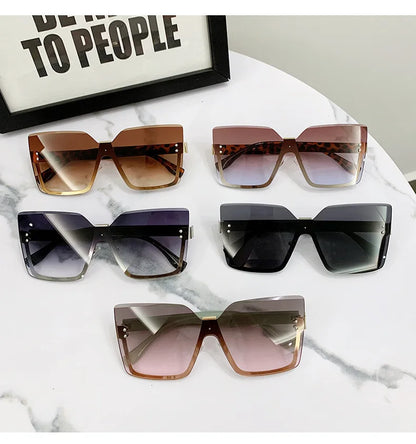 European & American Style Half-frame Metal Anti-UV Slip Sunglasses