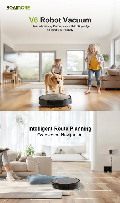 Robot Vacuum Cleaner Combo and Mop 6000PA Strong Suction  Robotic App& Remote Control Self-Charging Smart Mapping for Pet Hair
