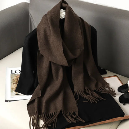 Color Solid Women Winter Scarf Warm Thicken Cashmere Shawl