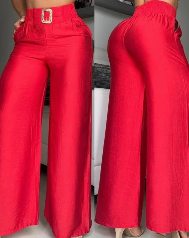 High Waist Elegant Wide Leg Women Pants