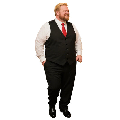 Men Plus Size Black Suit Vest Solid Color Single Breasted Waistcoat Grey Black Navy 9XL