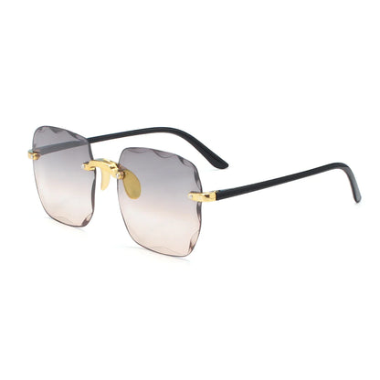 Sunglasses For Women ladies Rimless Diamond cutting Lens Brand Designer Ocean Shades