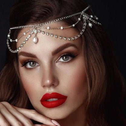 Vintage Rhinestone Head Chain Forehead Headband Indian African Bohemian Hair Accessories Crystal Fringe Tiara Headdress