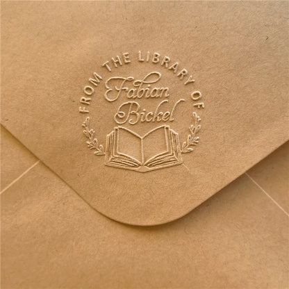 Custom Initials Embosser stamp,Book Embosser Personalized Wedding Embossing Stamp, Address Stamp, Form the Library Embosser