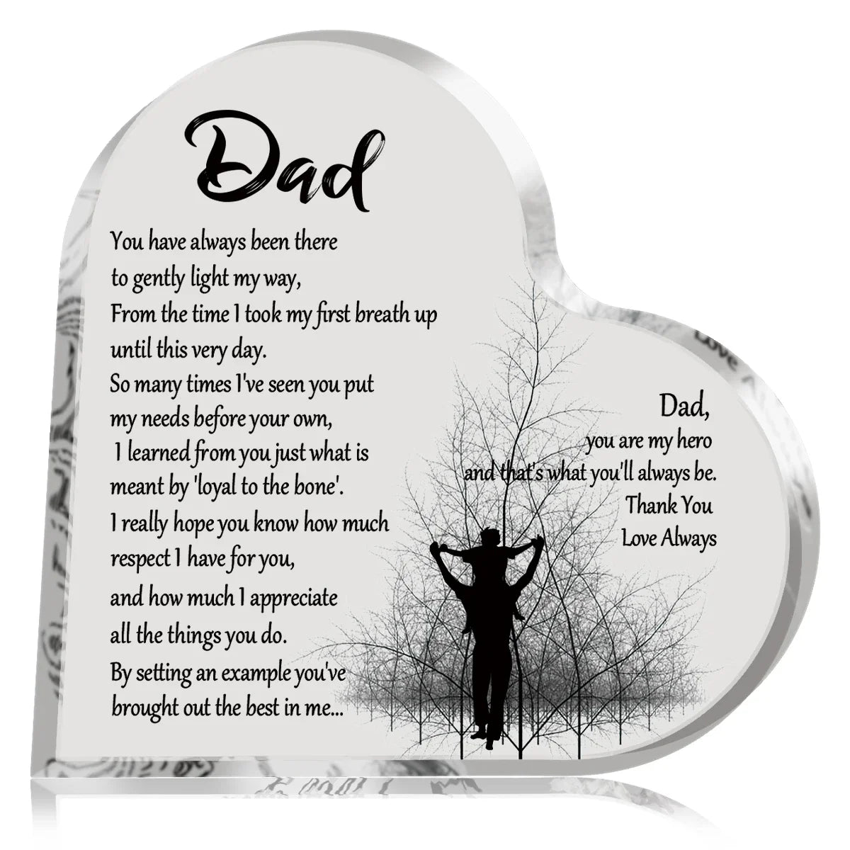 1PC Heart Shape Acrylic Plaque for Dad