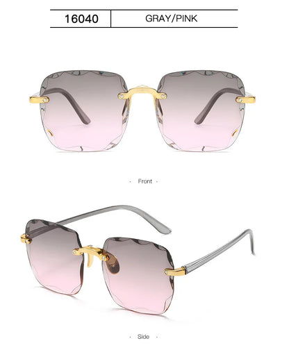 Sunglasses For Women ladies Rimless Diamond cutting Lens Brand Designer Ocean Shades