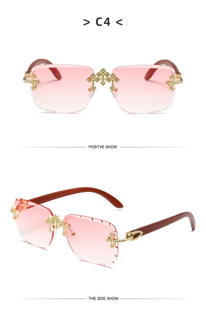 Luxury Steampunk Rimless Square Men Sunglasses UV400