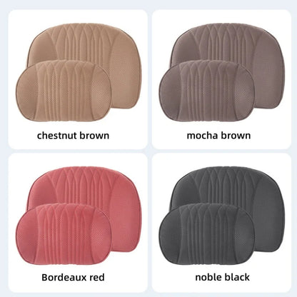 Memory Foam Car Lumbar Support Cushion Breathable Leather Seat Protection Neck Pillow Universal Car Seat Rest Pillow Accessories