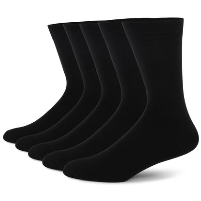 5 Pairs Men's Dress Socks High Quality Combed Cool Breathable Cotton Crew Socks Plus Size