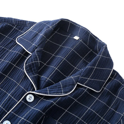 100% Cotton Summer Men Pajamas Japanese style  2 Piece Sleepwear