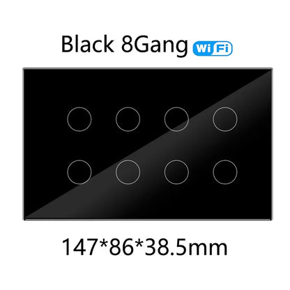 WIFI Smart Touch Light Wall Switch Interruptor Glass Panel 8/10 Gang 147*86mm Work Tuya APP  Whole house intelligent control