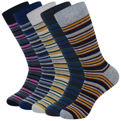 5 Pairs Men's Dress Socks High Quality Combed Cool Breathable Cotton Crew Socks Plus Size