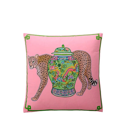 Tiger Home Cushion Velvet Cover Cheetah With Ginger Jar Decorative Pillow Case