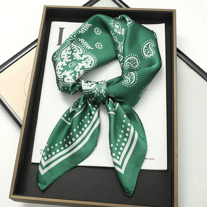 Luxury Brand Silk Satin Square Plaid Scarf