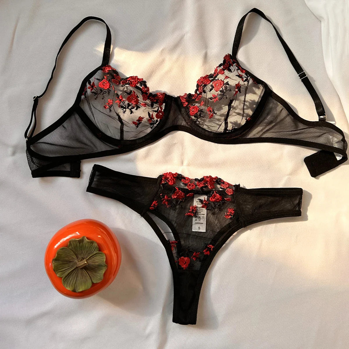 Women Sexy Lingerie Lace Transparent Underwear Fairy Embroidery Sets
