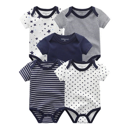 Newborn Print Cartoons Cotton Bodysuits 5Pieces Unisex