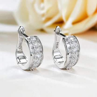 Sapphire Ruby High Carbon Diamond Gems Hoop Earrings for Women 100% 925 Sterling Silver Fine Jewelry