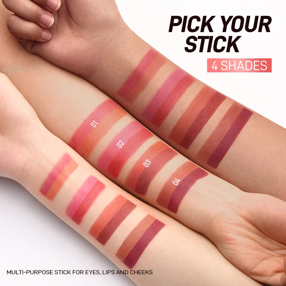 Makeup Multi-Stick 3-in-1 Lipstick Eye Cheek Smooth Light Longwear Cream