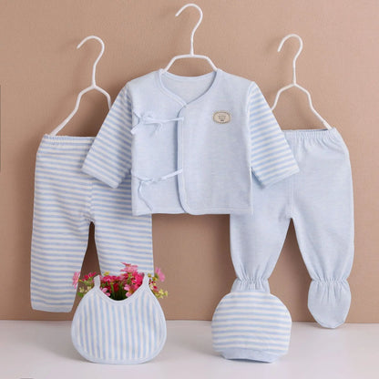 Girl or Boy Baby Cotton Clothes Cartoon Print 5Piece Sets