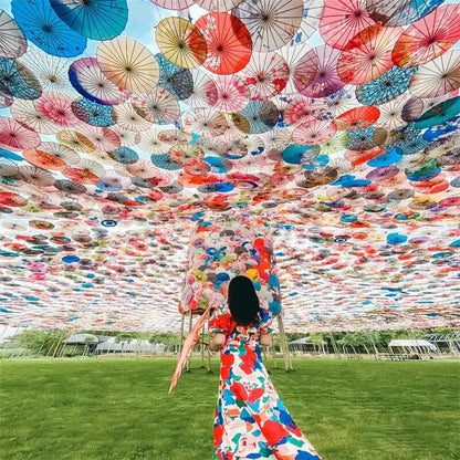 Silk umbrella with cherry blossom design