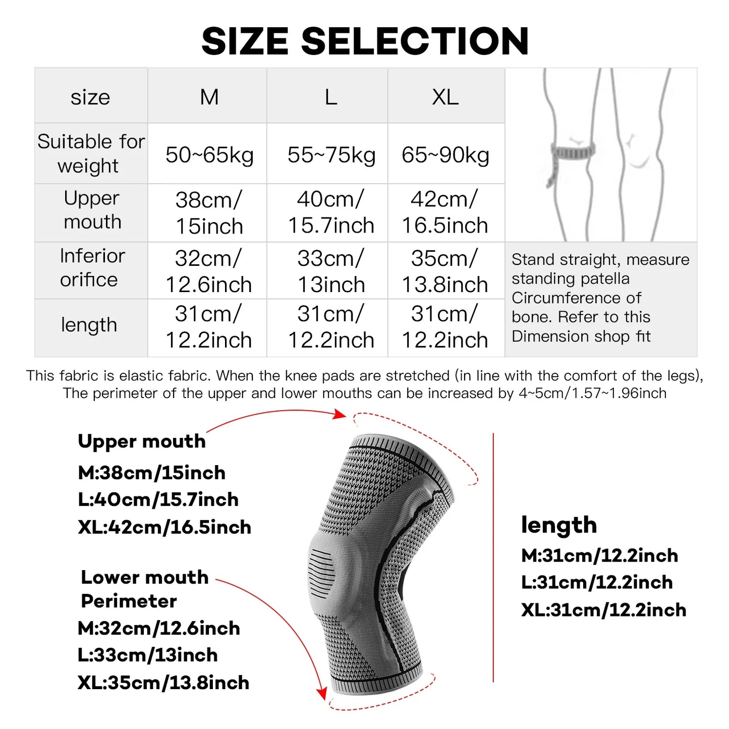 1/2 PC Knee Pads Strap Patella Medial Support Meniscus Silicone Compression Protection Sport Knee Braces Basketball Running Prot