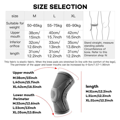1/2 PC Knee Pads Strap Patella Medial Support Meniscus Silicone Compression Protection Sport Knee Braces Basketball Running Prot