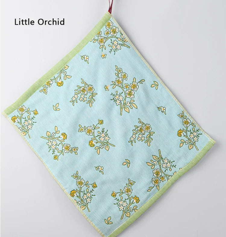 Vintage Pure Cotton Gauze Hand Towel, Small Hangable Towel, Absorbent and Lint-Free