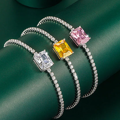 Moissanite Tennis Bracelets for Women Luxury Wedding Engagement Jewelry 925 Sterling Silver Bangles Plated 18K white gold