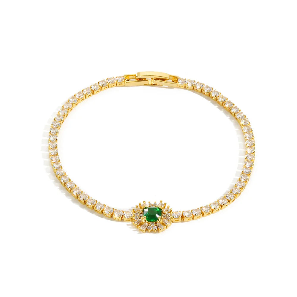 Mix Style Green Micro-inlaid Zircon Tennis Bracelet for Women 2025 New Men Bracelet Homme Jewelry Accessories Wholesale