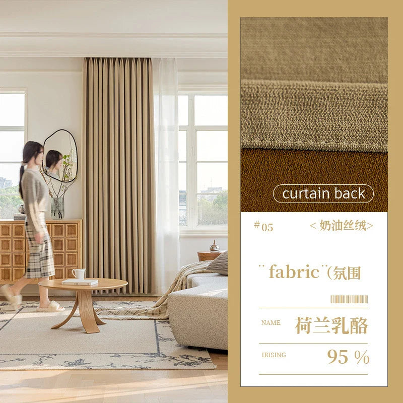 Super Soft Chenille High Blackout Curtains for Bedroom Living Room Romantic Colors Three-dimensional Texture Customize Size