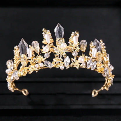 Gold Color Luxury Crystal Wedding Tiaras Crowns Party Rhinestone Prom Bridal Diadem Crown Tiara Hair Jewelry