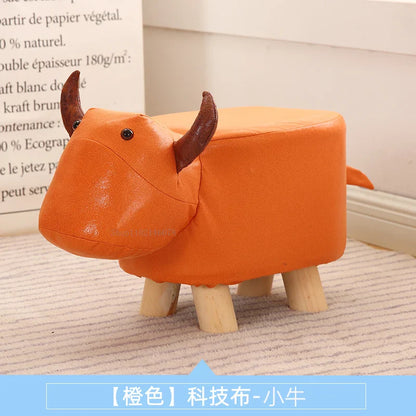Real Wood Low Stools Creative Animal Elephant Cartoon Family Change Shoe taburete Small Stool ottomans Lovely pouf