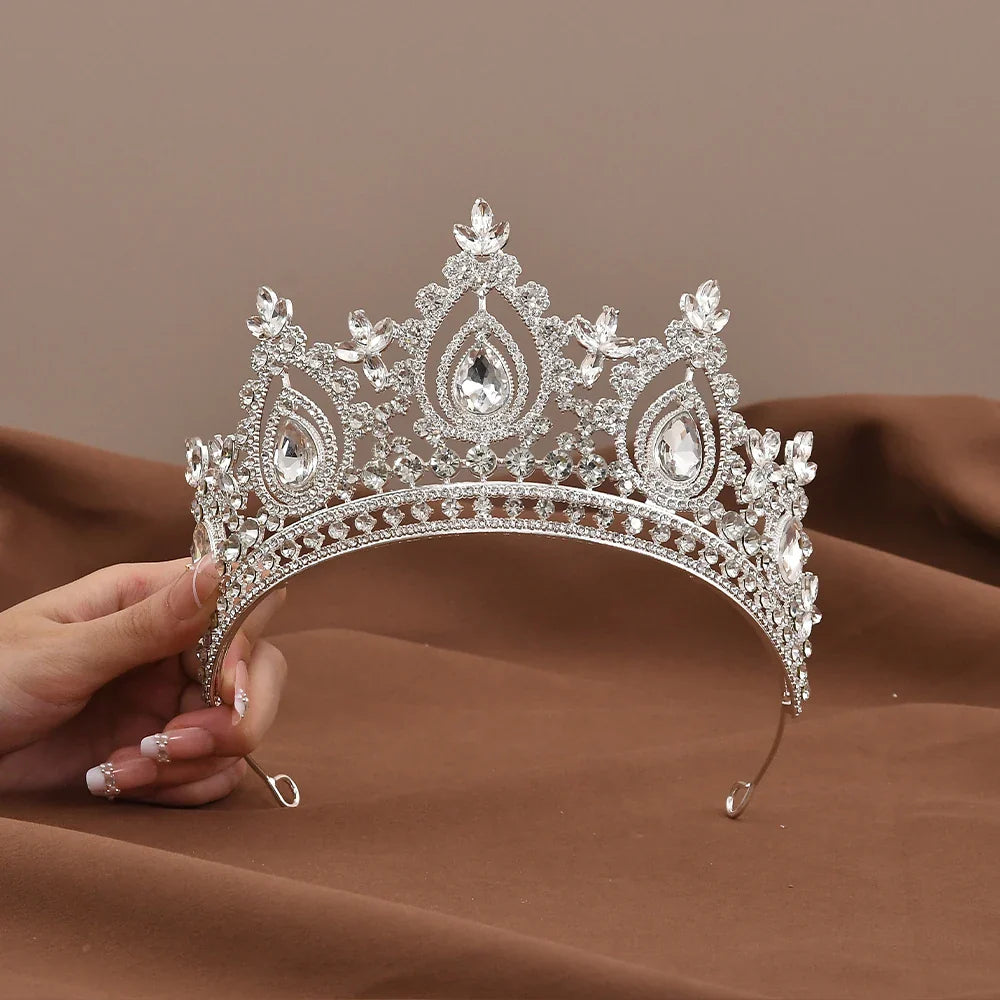 Luxury Baroque Crystal Royal Queen Wedding or Pageant Crown Rhinestone Tiaras