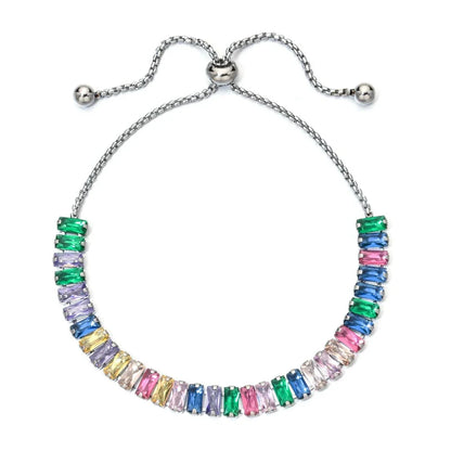 Women's Adjustable CZ Bracelet - Sparkling Zirconia Chain, Shines on Hypoallergenic Stainless Steel, Dazzling Everyday Jewelry