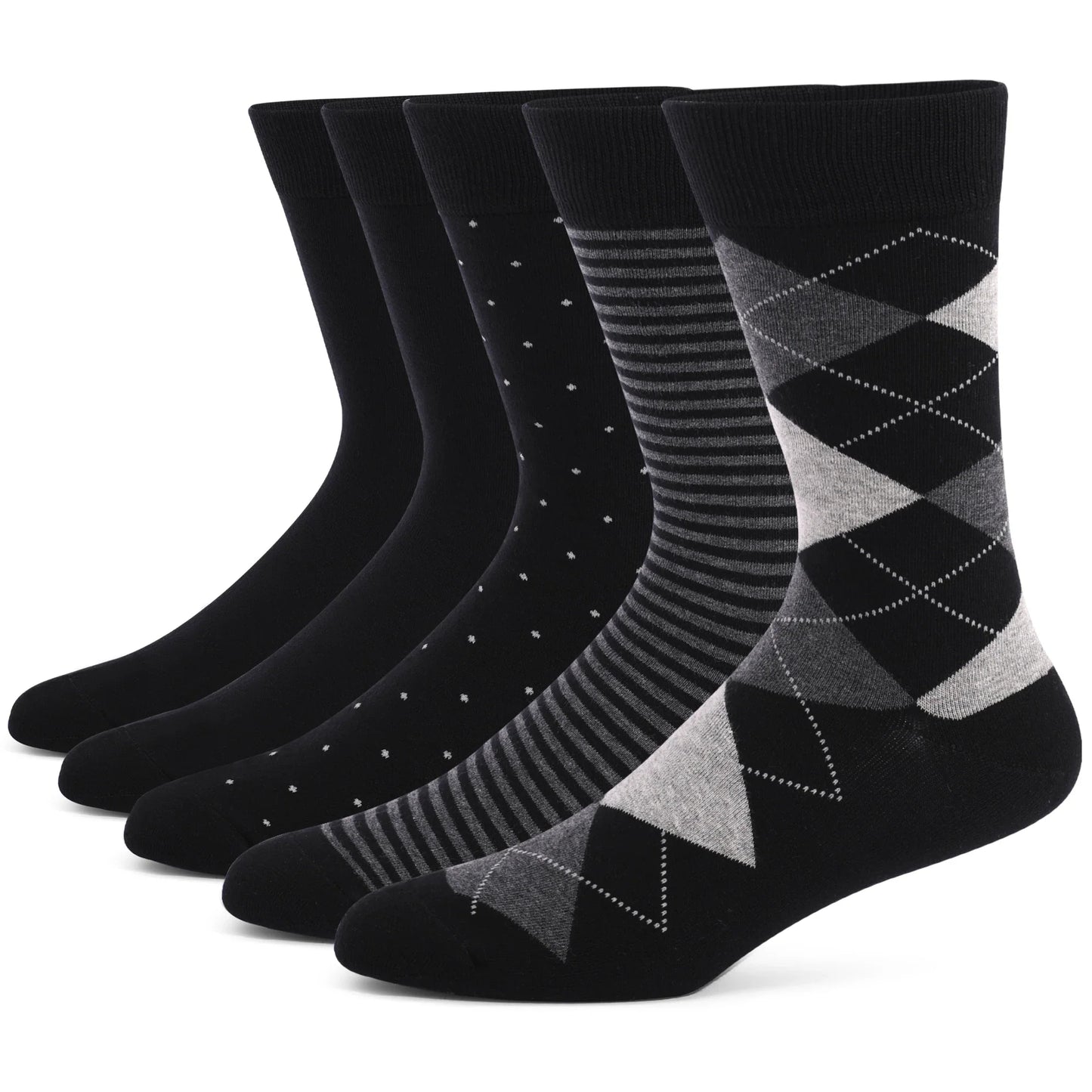 5 Pairs Argyle Breathable Men's Dress Socks Plus large Size High Quality Combed Cotton