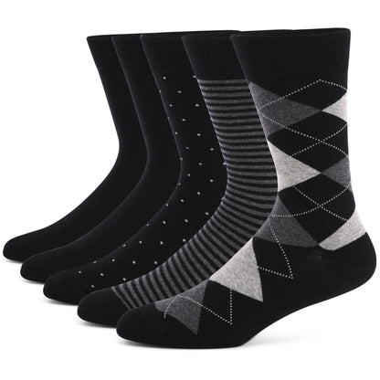 5 Pairs Men's Dress Socks High Quality Combed Cool Breathable Cotton Crew Socks Plus Size