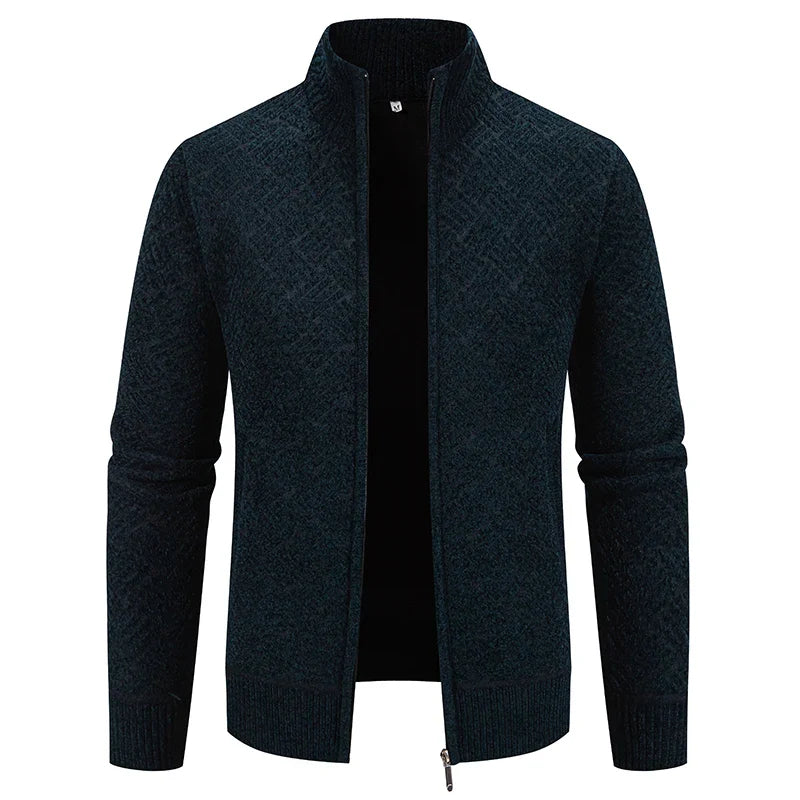 Men's Winter Jacket Thick Warm Casual Fleeced Windbreaker Knitting Jackets Autumn Spring Cardigan Coat Stand Collar