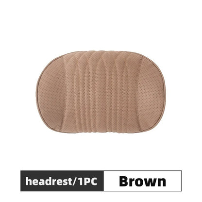 Memory Foam Car Lumbar Support Cushion Breathable Leather Seat Protection Neck Pillow Universal Car Seat Rest Pillow Accessories