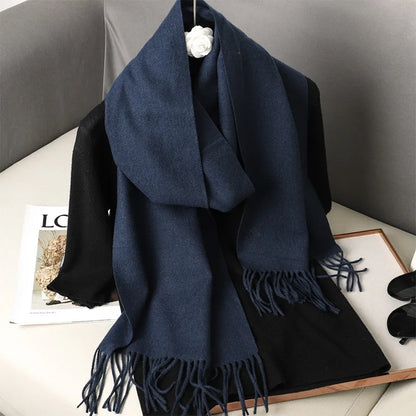 Color Solid Women Winter Scarf Warm Thicken Cashmere Shawl
