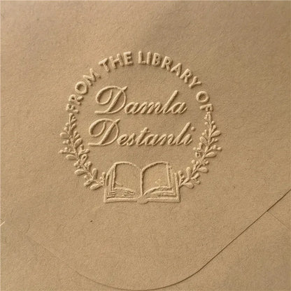 Custom Initials Embosser stamp,Book Embosser Personalized Wedding Embossing Stamp, Address Stamp, Form the Library Embosser
