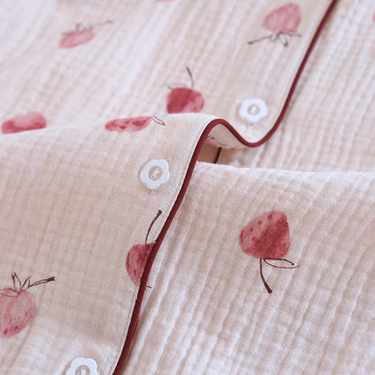 Summer pajamas short-sleeved shorts two-piece cotton crepe