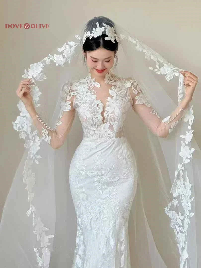 3m Lace Wedding Veils One Layer with Comb Cathedral Length Bride Accessories Women Bridal Headpiece