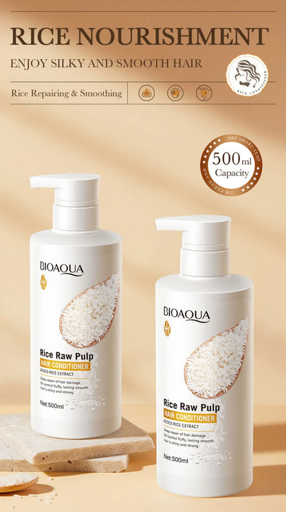 500ml Rice Conditioner Deeply Repairs Damaged Hair, Controls Oil Moisturizes, Leaves Hair Volumizing, Smooth, Shiny, And Elastic