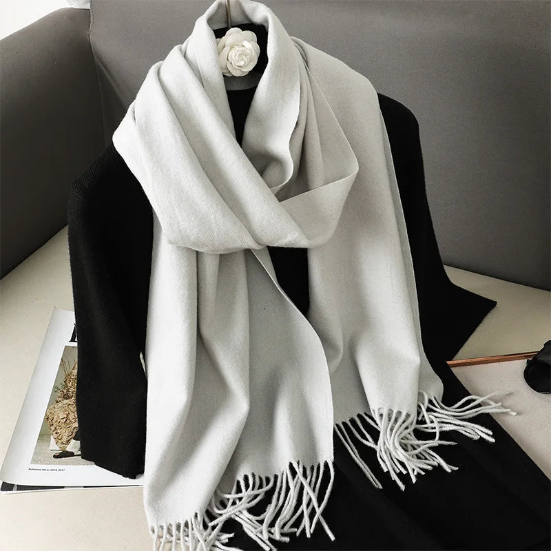 Color Solid Women Winter Scarf Warm Thicken Cashmere Shawl
