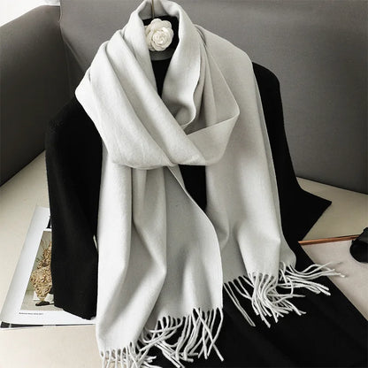 Color Solid Women Winter Scarf Warm Thicken Cashmere Shawl