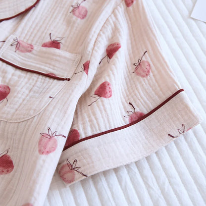 Summer pajamas short-sleeved shorts two-piece cotton crepe