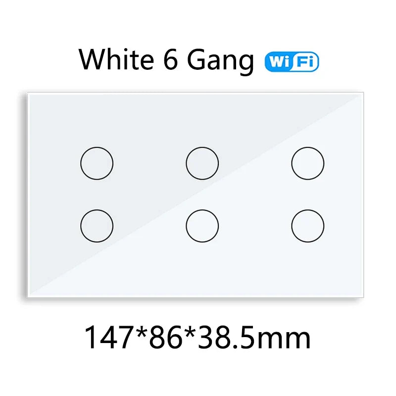 WIFI Smart Touch Light Wall Switch Interruptor Glass Panel 8/10 Gang 147*86mm Work Tuya APP  Whole house intelligent control